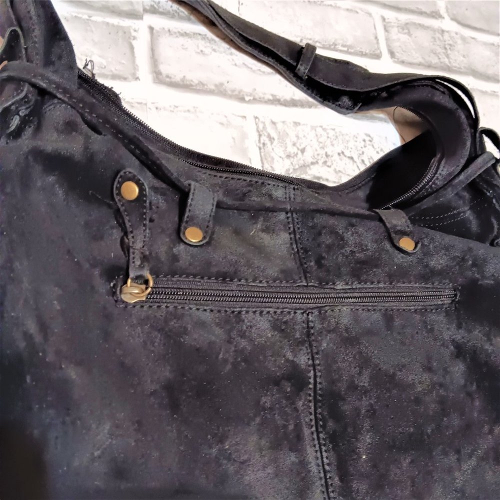 a.n.a. A NEW APROACH Genuine Suede Leather Hand/Shoulder  Bag Purse Large Pocket - Picture 6 of 11